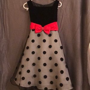 Black velvet & polka dot formal dress